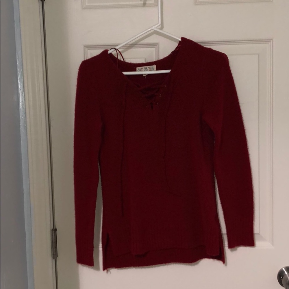 Red Low-Cut Sweater